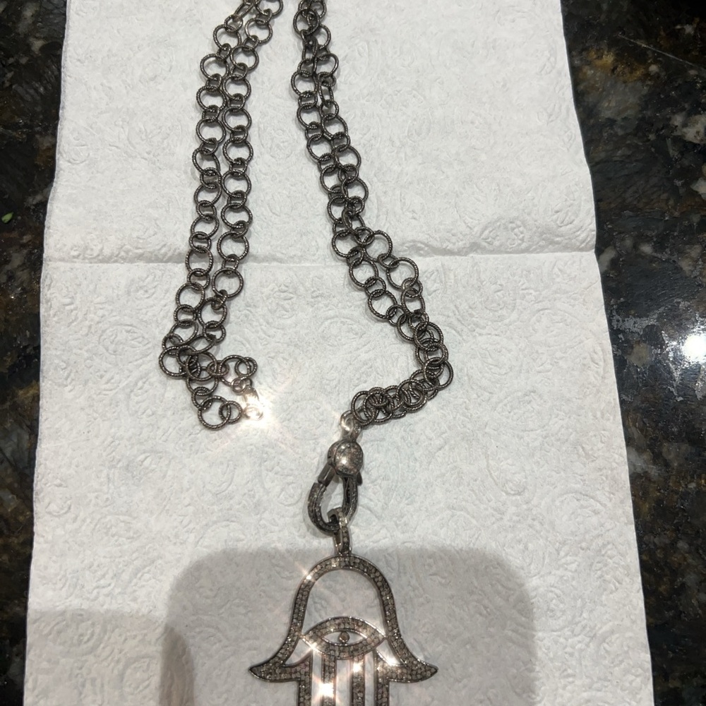 Silver Hamsa Pendant Necklace